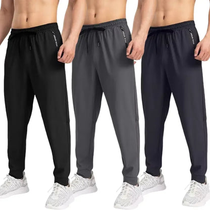 Ice silk pants men's quick drying elastic trend casual pants ultra-thin ice sports pants