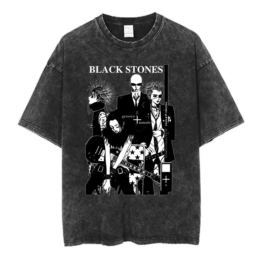 Nana Osaki Japanese Anime Vintage Washed T-shirt Men's Women Clothing Harajuku Short Sleeve T-shirts 100% Cotton Casual T Shirts