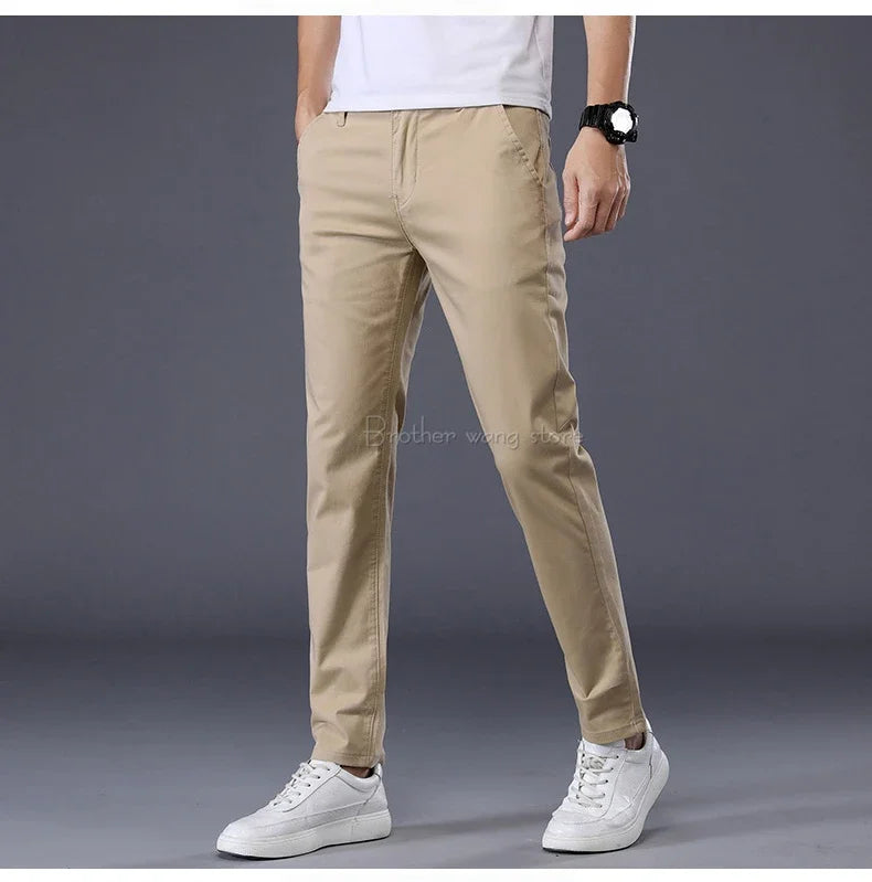 Thin Men's Pants Classic 7 Colors Summer New Casual Pant Business Fashion Stretch Cotton Slim Brand Male Trousers