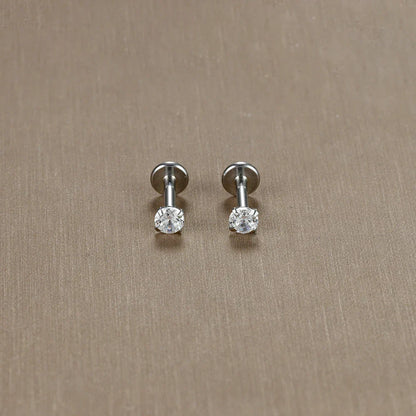 2PC Labret Tragus Stud Earrings 16G Surgical Stainless Steel CZ Crystal  Monroe Helix Cartialge Conch Medusa Lip Body Piercing