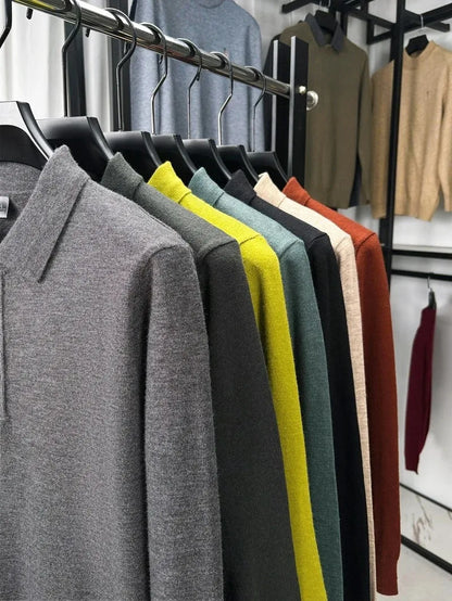High quality luxury knitted long sleeve T-shirt men's autumn new designer brand Pony embroidery fashion Paul classic polo shirt