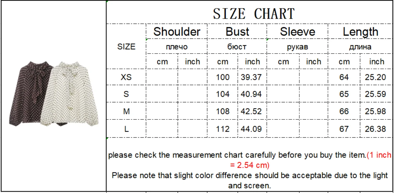 New Women Bow Collar Blouse Vintage Polka Dot Printed Loose Tops Fashion Elegant Spring Long Sleeve Commuting Shirts