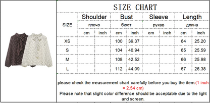 New Women Bow Collar Blouse Vintage Polka Dot Printed Loose Tops Fashion Elegant Spring Long Sleeve Commuting Shirts
