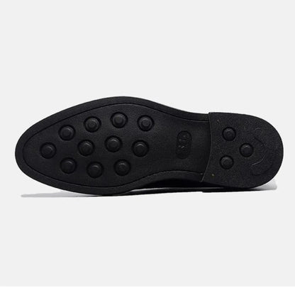 Men's Genuine Leather Business Formal Dress Shoes Classic Office Footwear Breathable Soft Leather Lined Slip-On Work Shoes