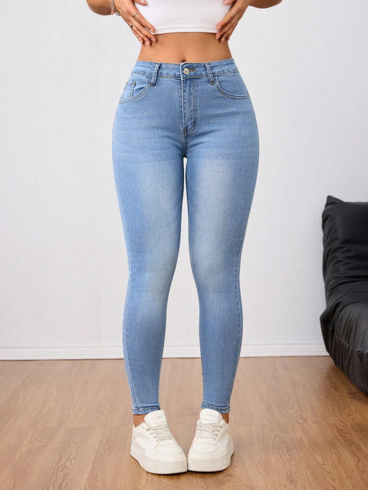 Women's Light Blue Stretch Denim Skinny Pants