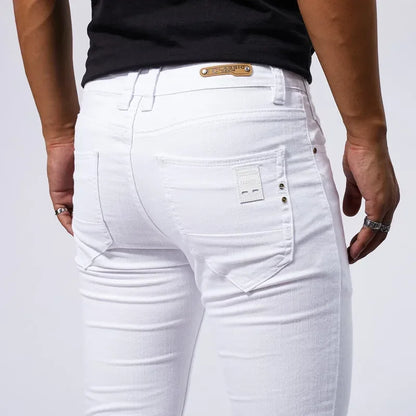 Calça Jeans Masculina Branca Casual Calça Jeans Nova Confortável Moderna Elástica Slim Fit Reta Calça Masculina Roupa Streetwear Jeans