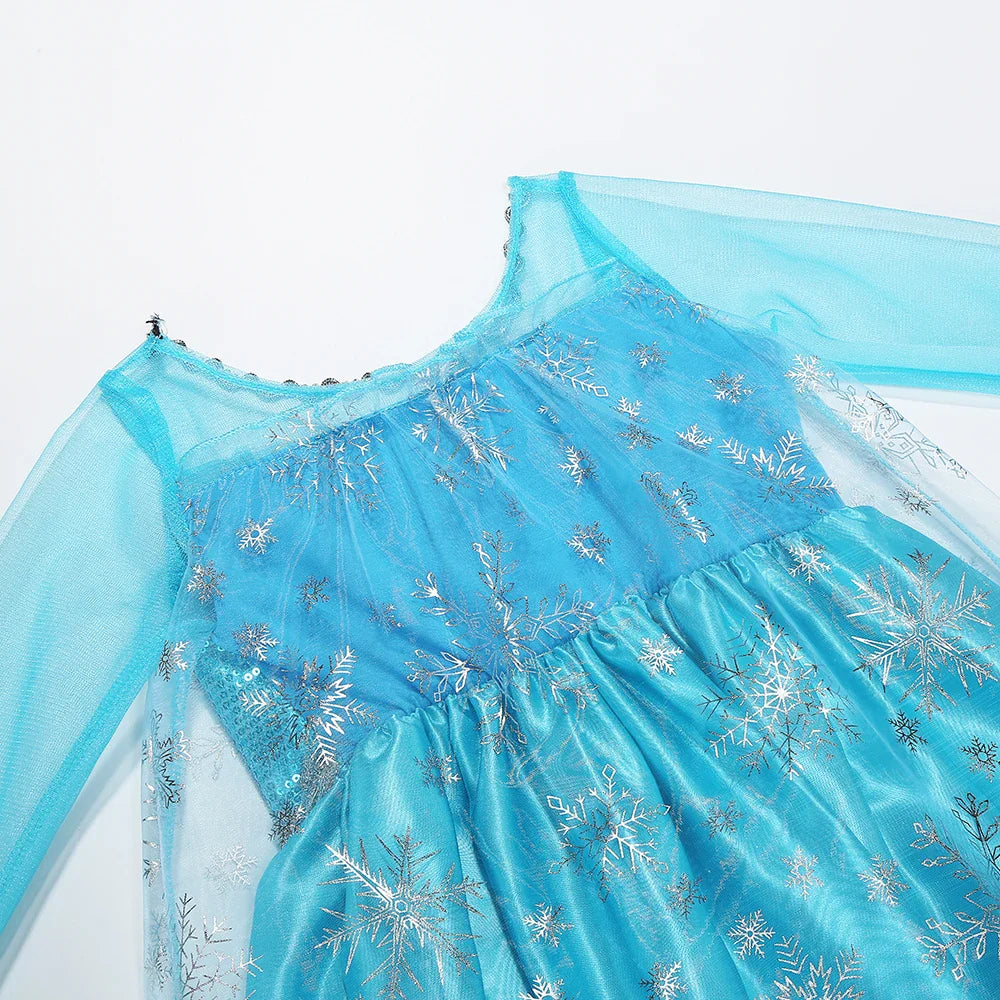 Girl Elsa Dress Princess Halloween Cosplay Party Kids Snow Queen Costume Princess Children Outfit Dress