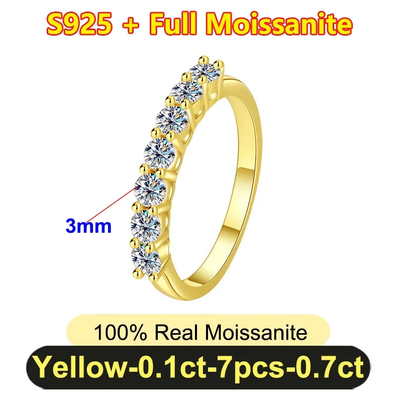Pretty 1.5mm-5mm Full Moissanite Row Rings for Women S925 Silver Sparkling D color VVS1 Moissanite Diamond Women's Rings Gift