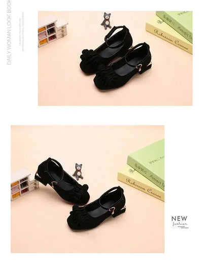 Fashion Girls Kids Children High Heeled Leathers Shoes Princess Sweet For Evening Party Show Children Leathers Shoes 27-37 Hot