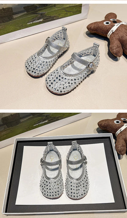 Children's Summer Sandals New Soft Bottom Kids Sandals for Girls Fashion Sequin Causal Beach Shoes Non-slip Breathable Mesh