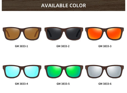 Natural Bamboo Wooden Handmade Polarized Sunglasses Unisex Retro Oversized Frame UV Protection Sun Glasses With Gift Box