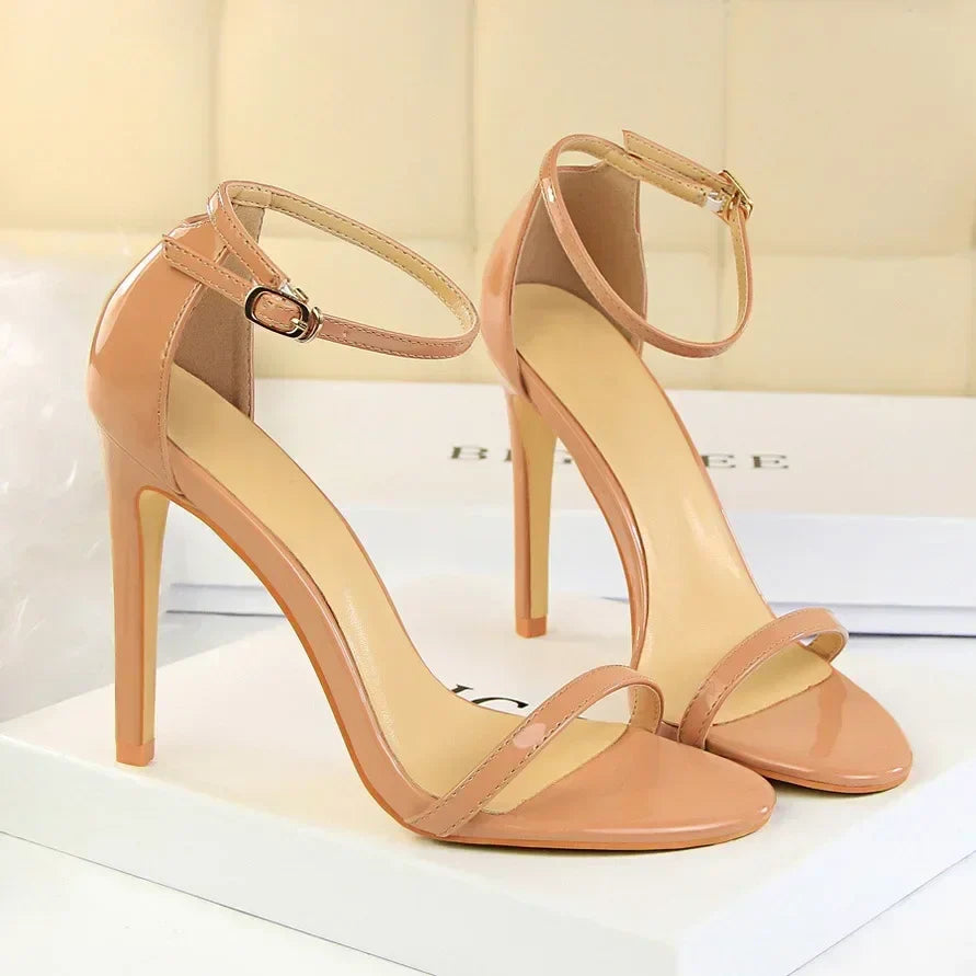 Women Gladiator Stiletto Classic Ankle Strap Holiday Beach Sandals Lady Fashion Suede 8cm 11cm High Heels Sexy Red Brown Sandles