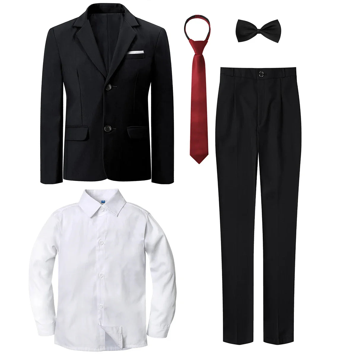 Boys Suit Kids Wedding Tuxedo Easter Birthday Party Gift Formal Perform Outfit Set Pants + Blazer + Dress Shirt + Necktie 4PCS