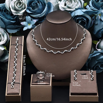 Trendy 4PCS Nigeria Wedding Jewelry Sets For Women UAE African Cubic Zircon Jewelry Set Bridal Accessories