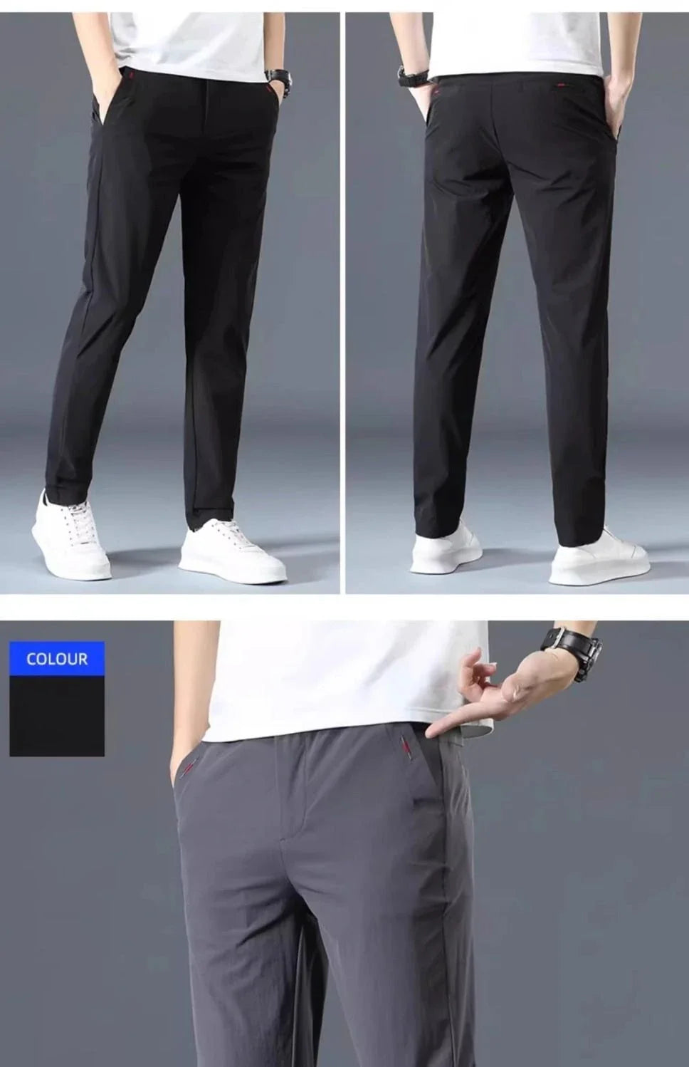 Men Summer Thin Casual Pants Trendy Fashion Classic Solid Color Versatile Straight Trousers Breathable Daily Outdoor Streetwear
