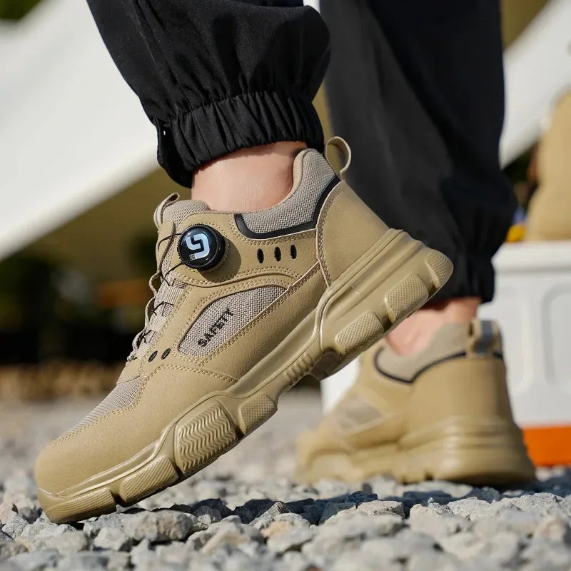 Men's Lightweight Safety Shoes Steel Toe Breathable Anti-Smashing Comfortable Puncture Resistant Work Footwear