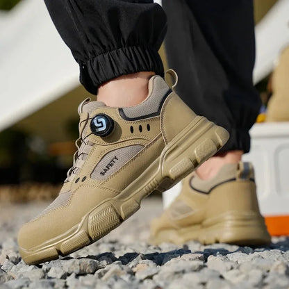 Men's Lightweight Safety Shoes Steel Toe Breathable Anti-Smashing Comfortable Puncture Resistant Work Footwear