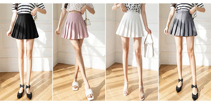 White Women Pleated Skirts Summer High Waist Zipper Girls Dancing JK Mini Skirts Black Fashion Student A Line Faldas 2023