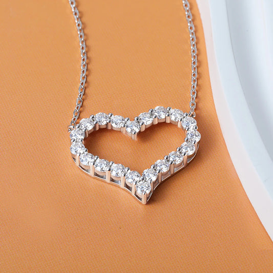 D Color Heart Shape Moissanite Diamond Jewelry Set for Women 925 Sterling Silver Pendant Necklace Stud Earrings Wedding Jewelry