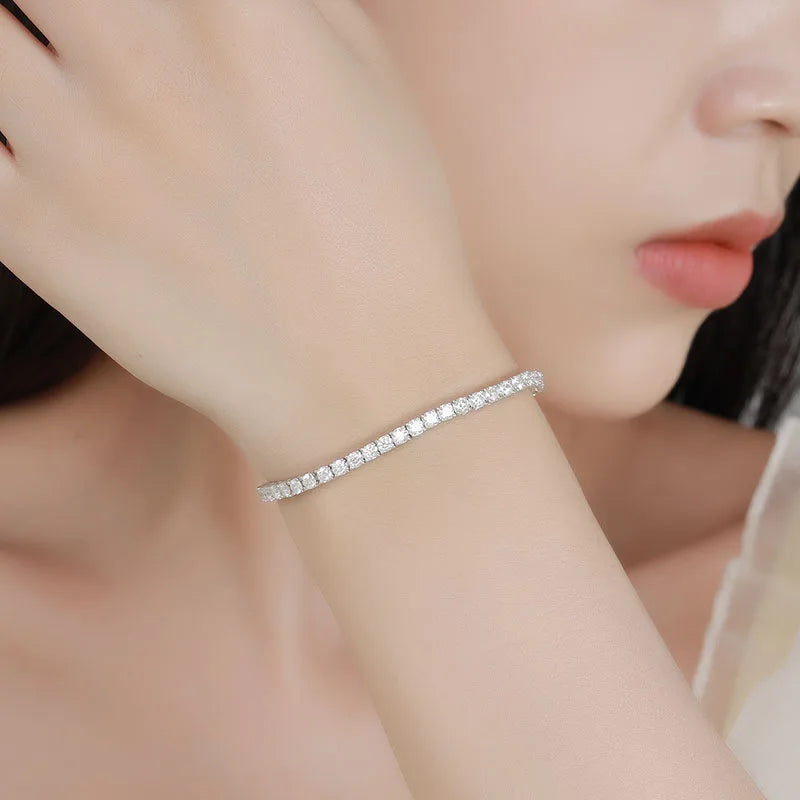 2/2.5/3/4/5mm Full Moissanite Bracelet for Women 100% 925 Sterling Silver Party Fine Jewelry Gift