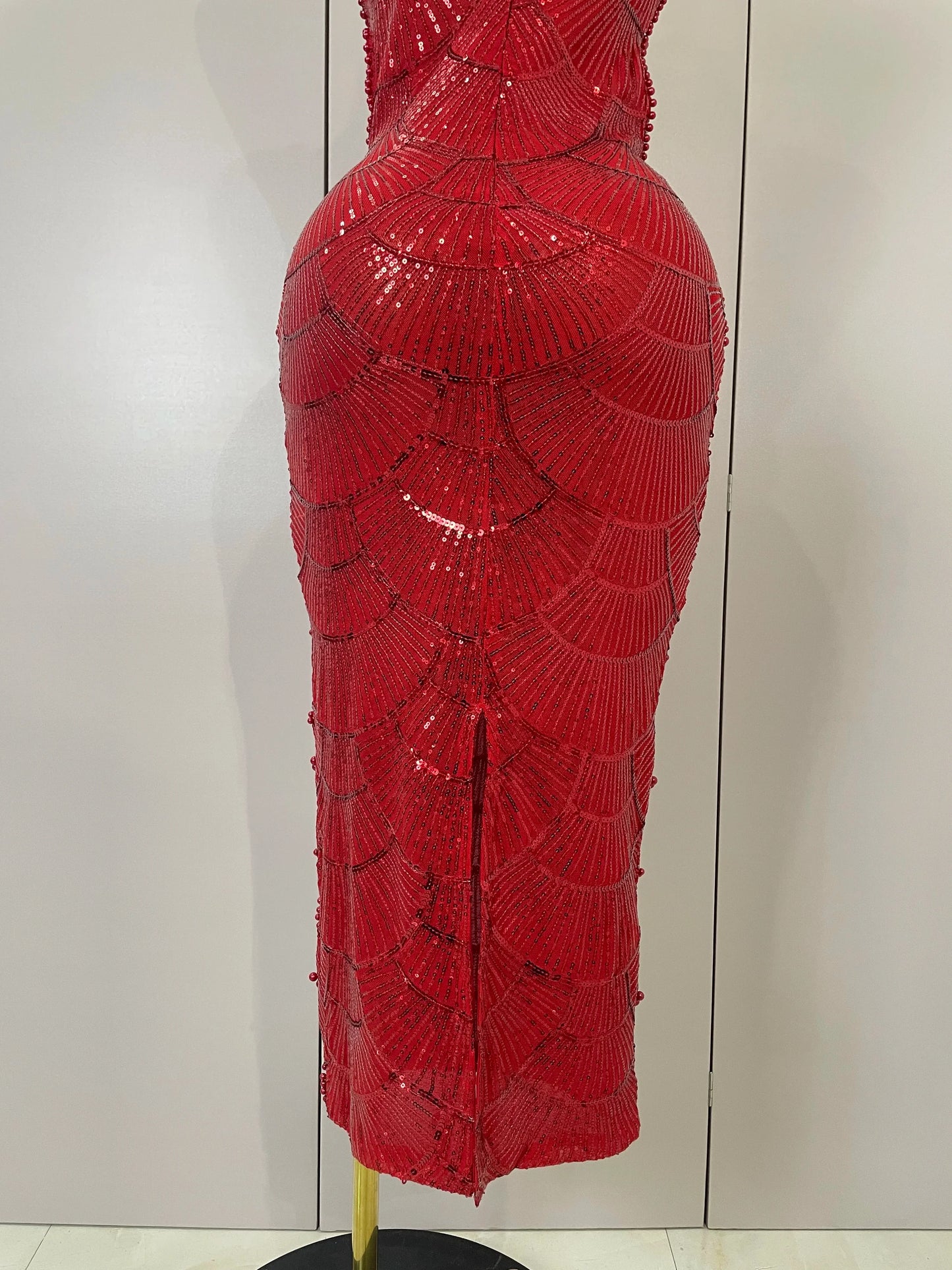 Women Hot Sale Sleeveless Sexy Strap Pearl Beading Sequins Bodycon Long Dress Celebrate Evening Party Birthday Outfit Vestido