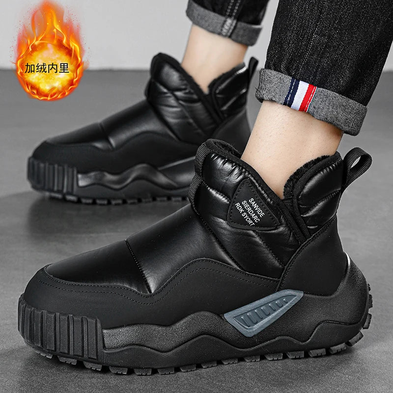 Winter shoes men's high top plush warm cotton shoes, high-quality and fashionable cold resistant outdoor cotton boots snow boots