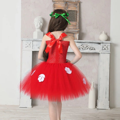 Kids Cosplay Dress for Girls Lilo Inspired Hawaiian Costume With Wreath Necklace Bag Doll for Halloween Birthday