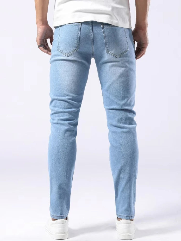 Classic Design 2026 Men's Jeans Light Blue Stretch Skinny Casual Denim Trousers Brand Clothing Streetwear  Fashion Male Pants