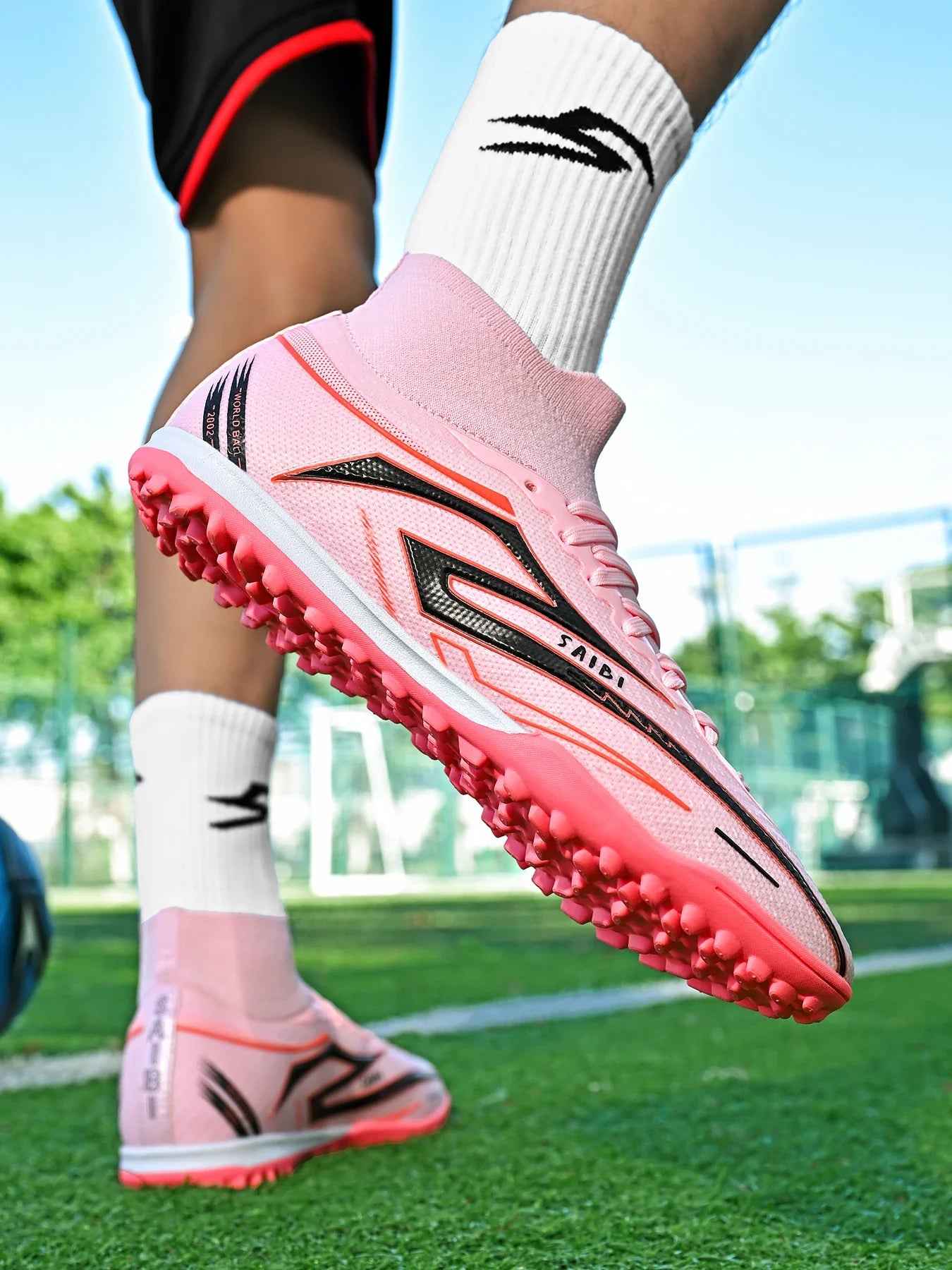 TF Turf Soccer Cleats Breathable Material Comfortable Fit Non-Slip Durable Rubber Sole Professional for Training