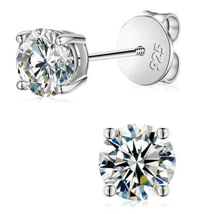 D Color Moissanite Stud Earrings For Women Top Quality 100% 925 Sterling Silver Sparkling Wedding Jewelry Shining Ear Accessory