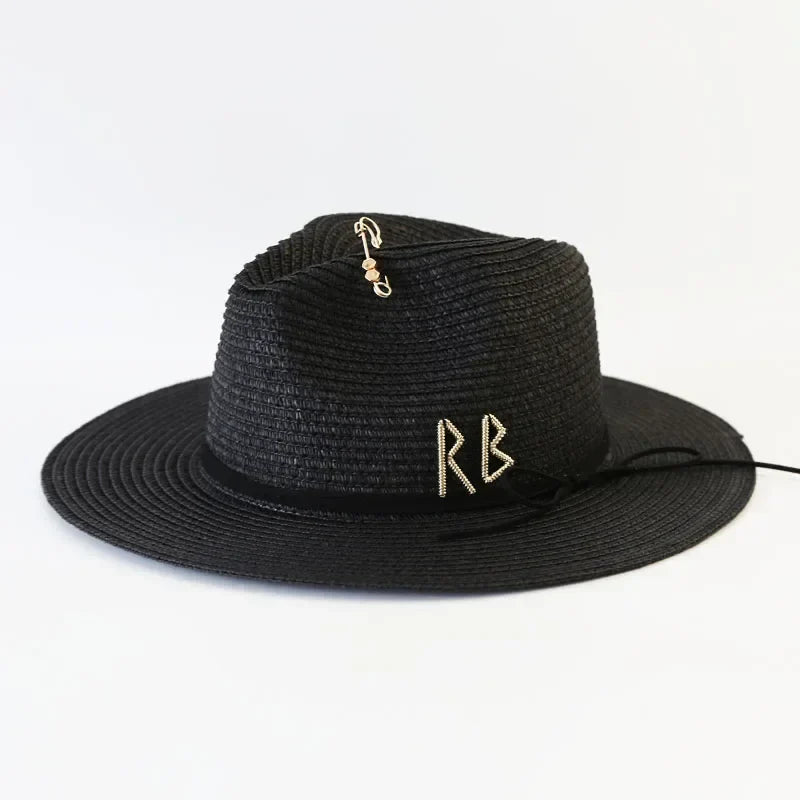 Big Size  Summer Sun Hats Ladies Fashion Girl Beach Straw  Hat Luxury Grass Jazz Top Panama Hat Womens 60cm Large Head