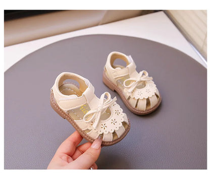 Summer Baby Girls Sandals Cut-Outs Lace Princess Shoes Children Sandals Anti Slip Soft Sole Toddler Kids Beach Shoes Size 15-25