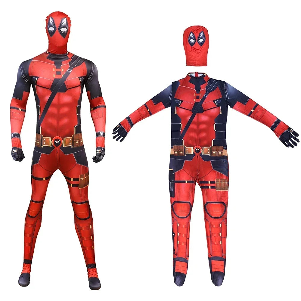 Deadpool Child Costume Halloween Costumes Kids Men Adult Superhero Bodysuit Jumpsuit Children Cosplay Costume Swords Accessories