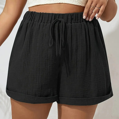 Plus Size High Waist Casual Shorts for Women Comfortable Lightweight with Elastic Waistband and Drawstring