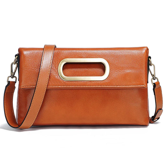Genuine Leather Vintage Designer Handbag For Women Large Capacity Shoulder Bag New Brown Crossbody Bag Tote Bag Purse 2024