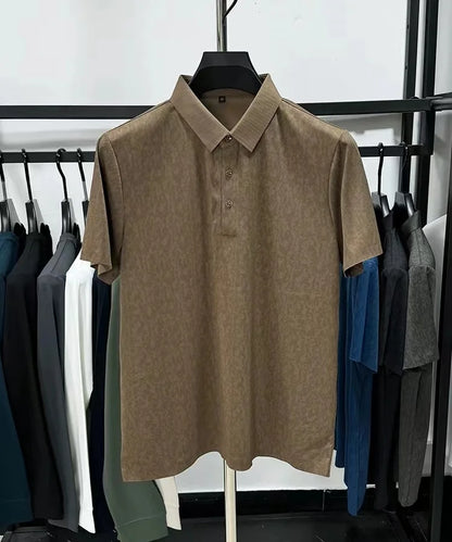 High end jacquard design short sleeve T-shirt men new summer ice silk breathable and cool lapel top fashionable brand POLO shirt
