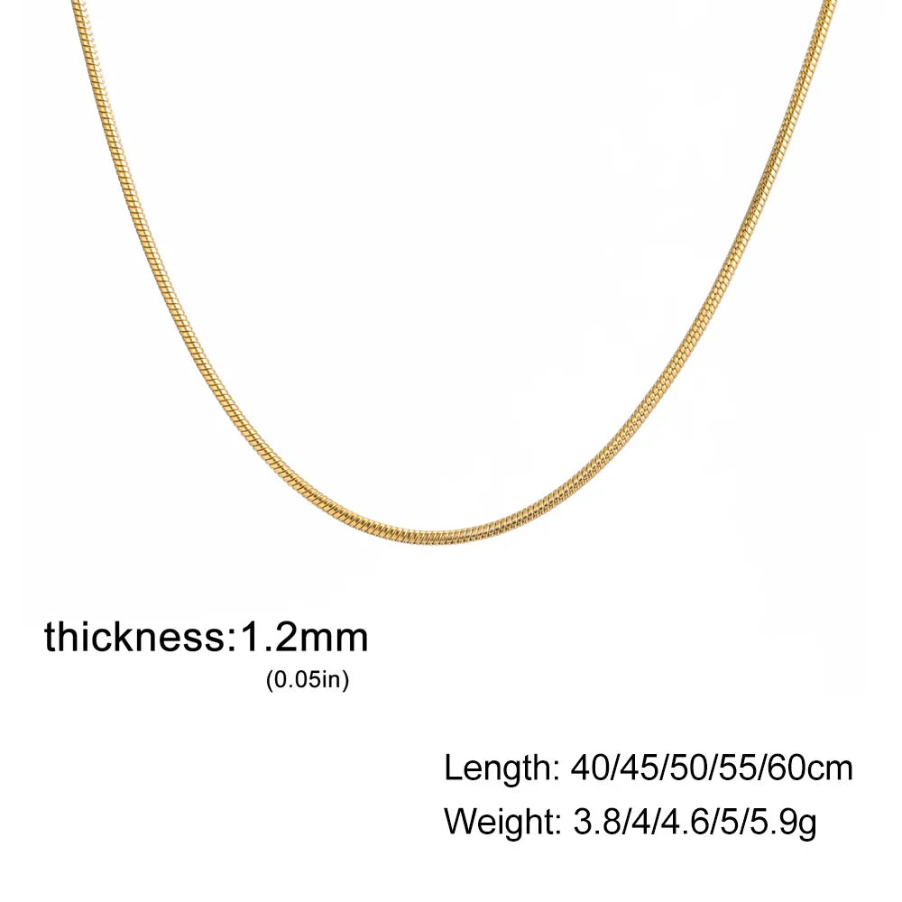Stainless Steel Gold Color Round Snake Chain Necklace Women Men Long Neck Chains Trendy Punk Jewelry Gift Wholesale