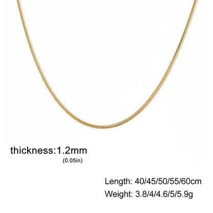 Stainless Steel Gold Color Round Snake Chain Necklace Women Men Long Neck Chains Trendy Punk Jewelry Gift Wholesale