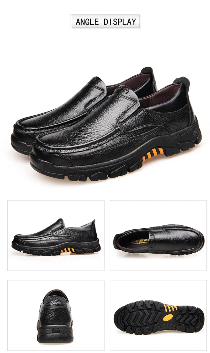 Genuine Leather Shoes Men Loafers Soft Cowhide Mens Casual Shoes Brand Male Footwear Black Brown Slip-on Thick Sole