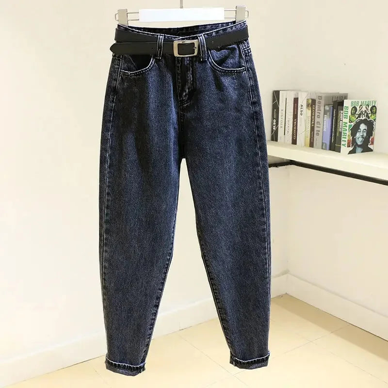 High Waist Mom Jeans Women Loose Slimming Long Trousers