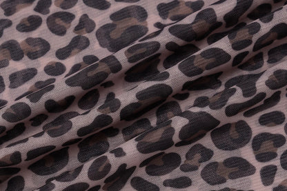 Sexy Long Sleeves Tops Mesh T Shirt Leopard Printed Bodycon Women Clothes Lady Party Club Streetwear Casual Nightout Y2K