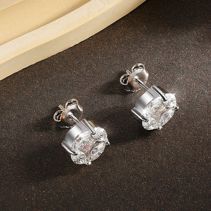 10mm Cluster Star Moissanite Stud Earrings with Certificates 925 Sterling Silver Princess/Marquise Cut Diamond Earring for Women