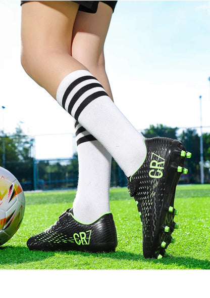 New Hot Children Football Boots Outdoor Trainers Soccer Shoes for Kids Boys Girls Hook Loop Football Cleats Futsal Sneakers28-39