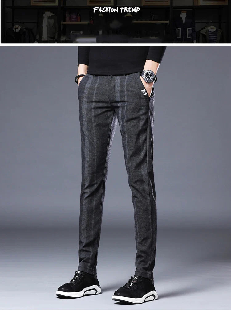 Business Casual Pants Men Slim Fit Fashionable Outdoor Elastic Breathable Sports Pants Formal Fashion Korean Clothes Trousers