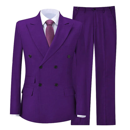 2026 New Men's Suit Business Casual Men's Suit Double Breasted Korean Version Slim Suit Professional Best Man Wedding