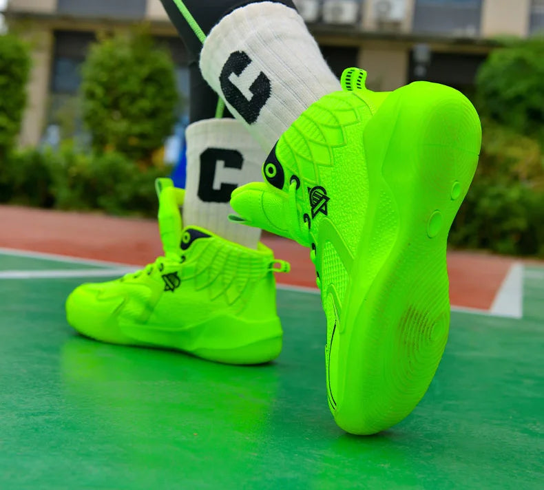 Children‘s Basketball Shoes Non-slip Breathable Basketball Training Sneakers Boys Girls Mesh Athletic Shoes Lace-up Running Shoe