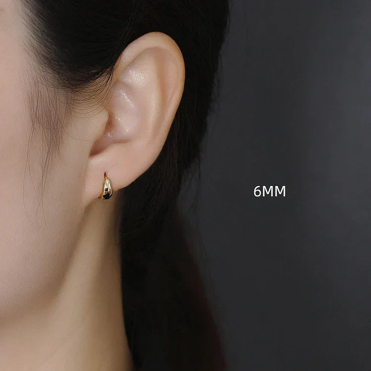 100% 925 Sterling Silver 18K 6/7/8/9/10mm Round Hoop Earrings for Women Classic Fine Jewelry Minimalist Accessories