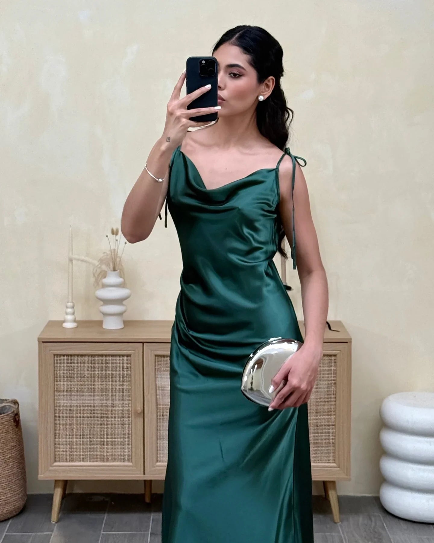 2025 Summer Midi Dresses Adjustable Lace-up Straps Sleeveless Backless Evening Dress Satin Calf-Length Split Beach Party Dress