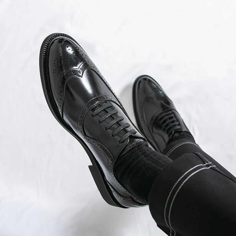 Men Suit Casual Shoes Luxury Men Brogue Dress Shoes Formal Business Leather Shoes Men Brown Wedding Italian Banquet Shoe Size 46