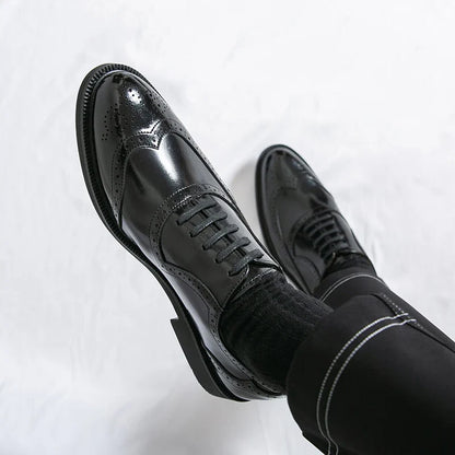 Men Suit Casual Shoes Luxury Men Brogue Dress Shoes Formal Business Leather Shoes Men Brown Wedding Italian Banquet Shoe Size 46